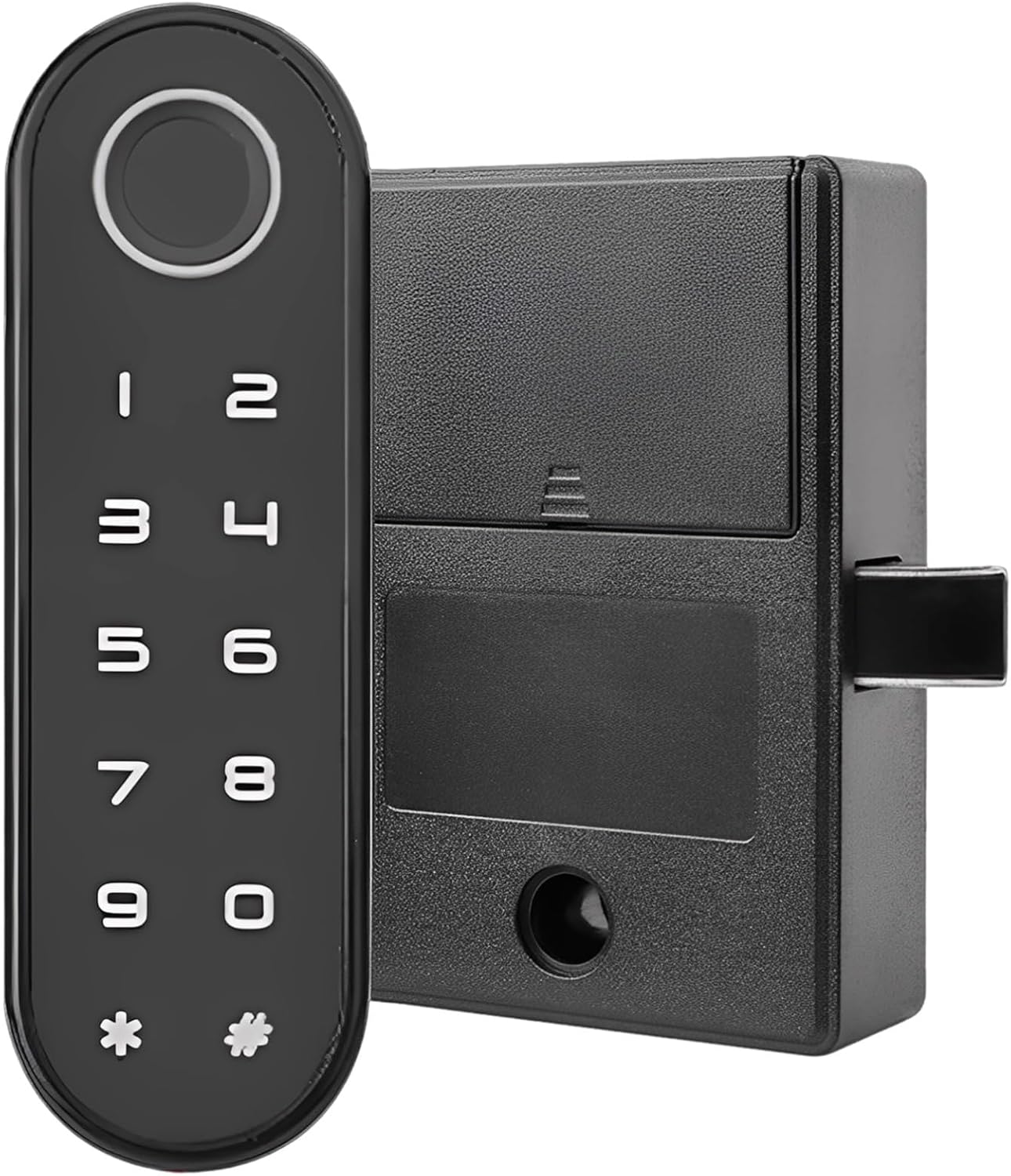 Smart Electronic Fingerprint Cabinet Lock, Vertical Keypad Password Drawer Lock with Abs & Acrylic, Type-C Emergency Charging, Stores 100 Fingerprints
