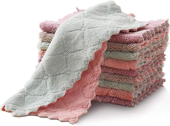 AIMERS Microfiber Cleaning Cloths Super Absorbent Reusable Microfiber Cloth, Multipurpose Cleaning Towels for Kitchen, Car, Window, Stainless Steel, Silverware, 5 Pack 25 x 25cm