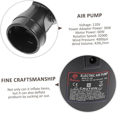 Miniatura 8 de Inflador y deflector de boquilla de bomba de aire eléctrica portátil para colchones de aire, balsas, sofás, ligero, apto para viajes, enchufe de EE.