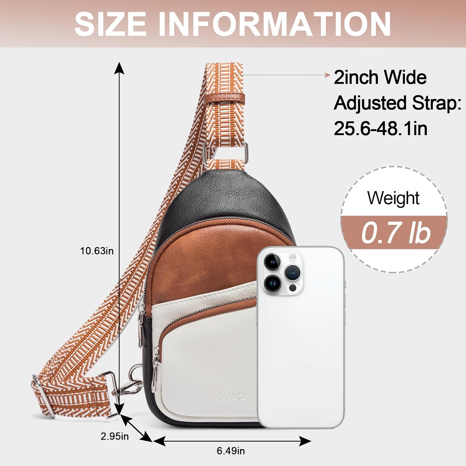 CLUCI Small Sling Bag for Women, Vegan Leather Fanny Pack Crossbody Bags for Women, Chest Bag With Guitar Strap - Image 5
