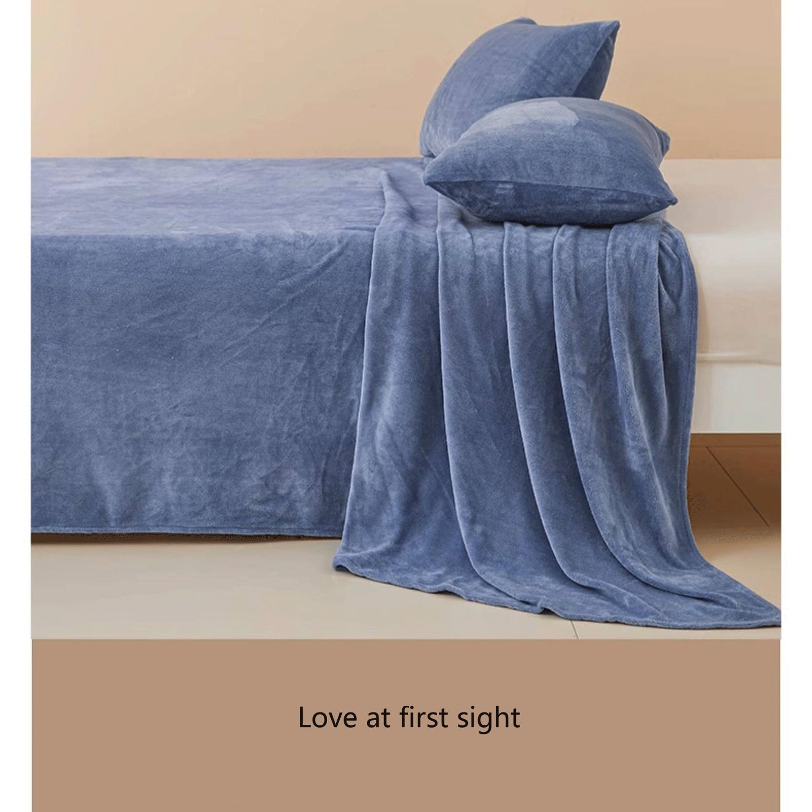 Fleece Bettlaken 180x245cm bis 350x245cm Plüsch Warm Samt Kuschelige Winter Betttuch Flanell Laken ohne Gummizug(Blue A,270x245cm)