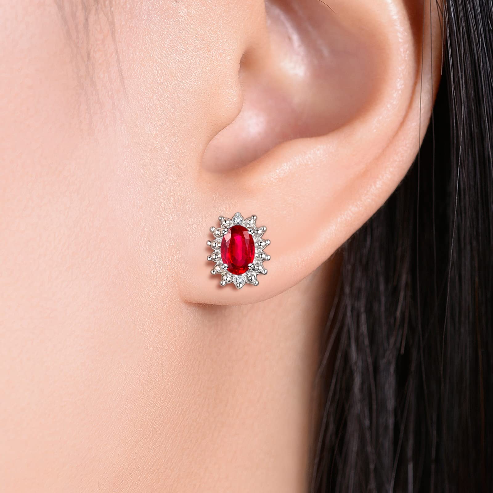 RYLOS Set di pietre portafortuna da donna in argento Sterling: anello, orecchini e collana con ciondolo. Pietra preziosa e diamanti veri, pietra portafortuna 6 x 4 mm. Gioielli dell'amicizia