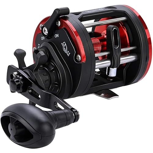 Sougayilang Trolling Reel Level Wind Conventional Reel Graphite Body Fishing Reel, Durable Stainless-Steel, Large Line Capacity