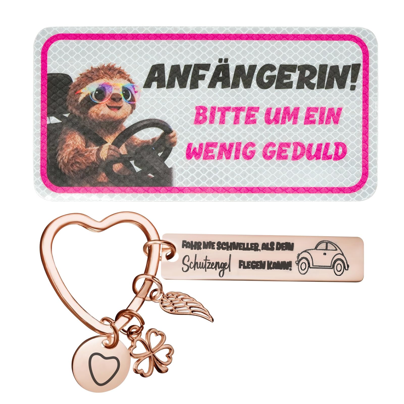 Schlüsselanhänger Führerschein Bestanden Geschenk, Anfänger Schild Auto, Fahranfänger Magnetschild, Drive Safe Schlüsselanhänger Führerschein Geschenke, Perfektes Geschenkset für Fahranfänger