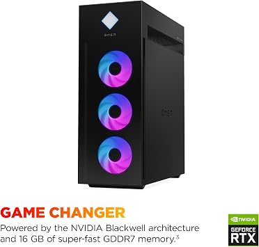 HP OMEN 45L Gaming Desktop, Intel Core Ultra 7 265K, 32 GB RAM, 1 TB SSD, NVIDIA GeForce RTX 5070 Ti, Windows 11 Pro, Microsoft Copilot, Tempered Glass, GT22-3060 (2025)