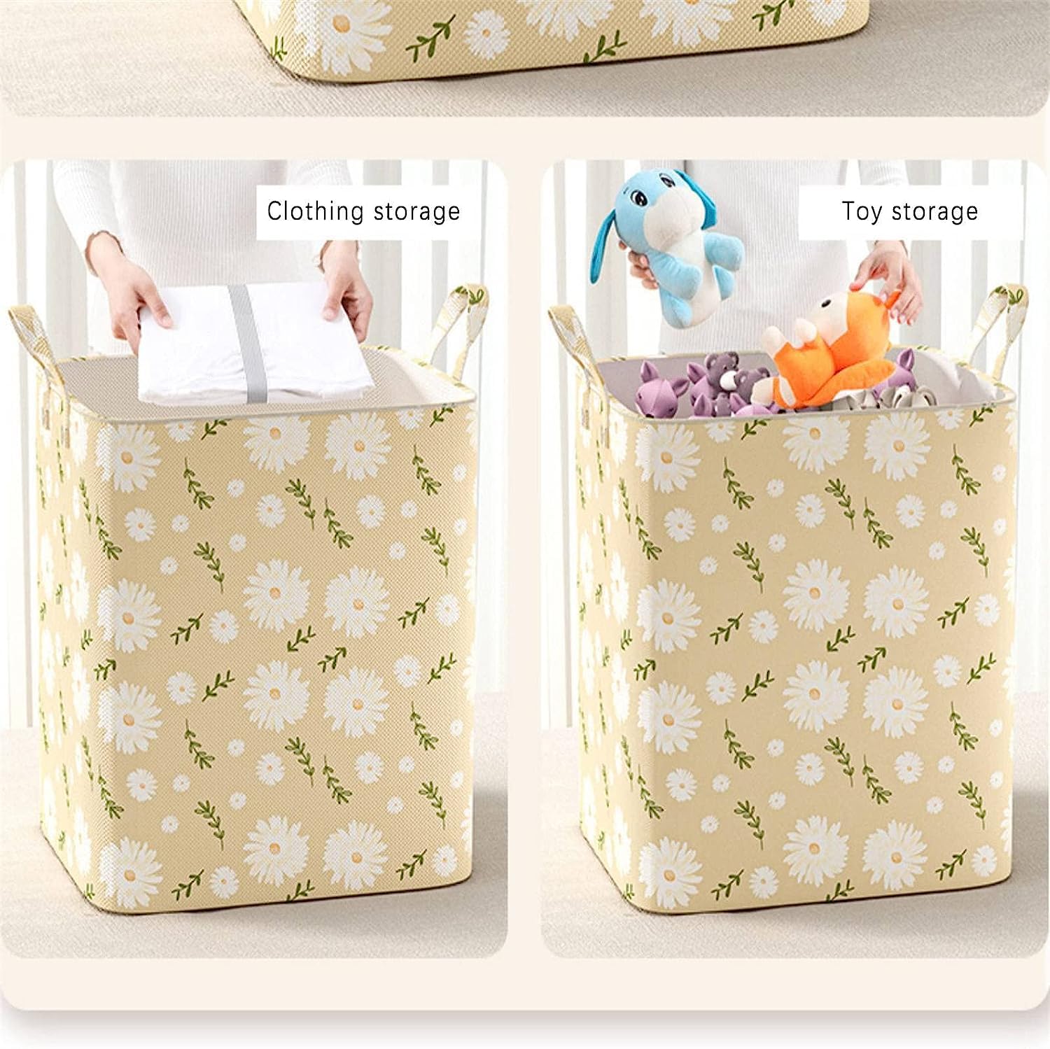 Bolsas Almacenaje Ropa Bolsa De Almacenamiento Para Ropa, Armario, Caja De Almacenamiento, Bolsa De Almacenamiento Portátil, Doble Cremallera Con Asa Organizador Armario Para Edredones(Yellow,38L)