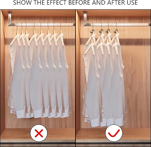 Miniatura 5 de Paquete de 60 ganchos para colgar que ahorran espacio, ganchos triangulares de plástico negro, ganchos de conector para organizadores de armario y