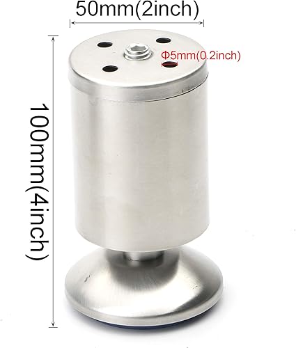 Miniatura 3 de Patas de acero inoxidable para gabinete, patas ajustables, patas de cocina, patas de mesa de escritorio, escritorio, muebles, sofá cama, 1.969 x