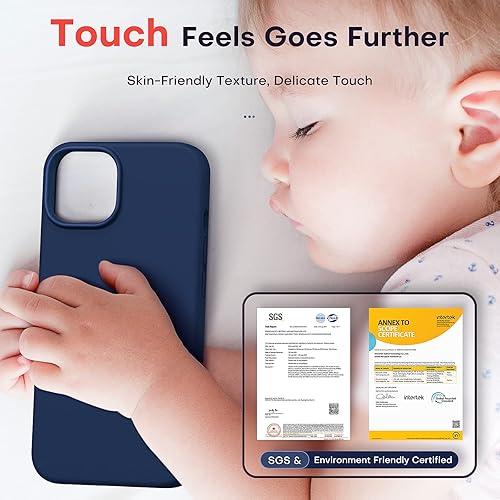 Vista 25 de TOCOL Funda delgada de silicona para iPhone 14, 6.1 pulgadas, ajuste preciso, antideslizante, protección contra caídas, azul medianoche