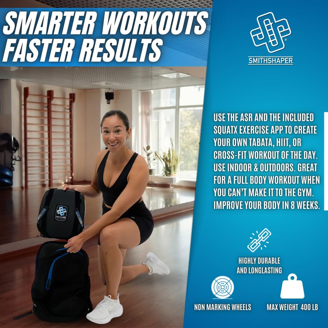 SmithShaper® PRO Ab Squat Roller | Full Body Workout | Get Fit - 25 Exercises! Ab Rollouts, Squats, Plank Walks, Core Strengthening & More | 1 yr. Free SQUATX Exercise App