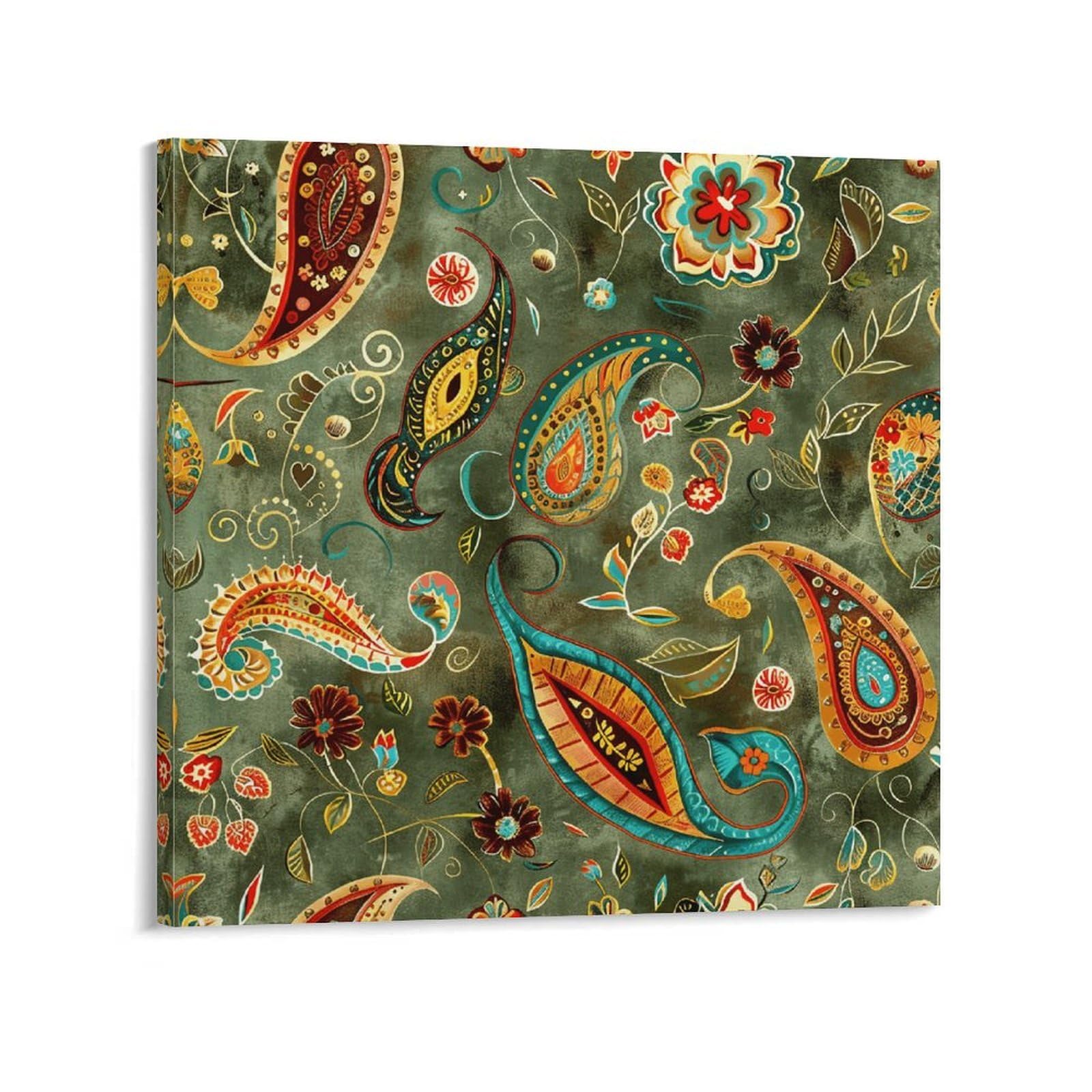 Green And Mustard Yellow Canvas Wall Art for Bedroom 28x28inch(70x70cm) Canvas Prints Artwork for Walls Modern Picture Artwork Painting for Living Room Aesthetic Wall Paintings for Bathroom Kitchen Of