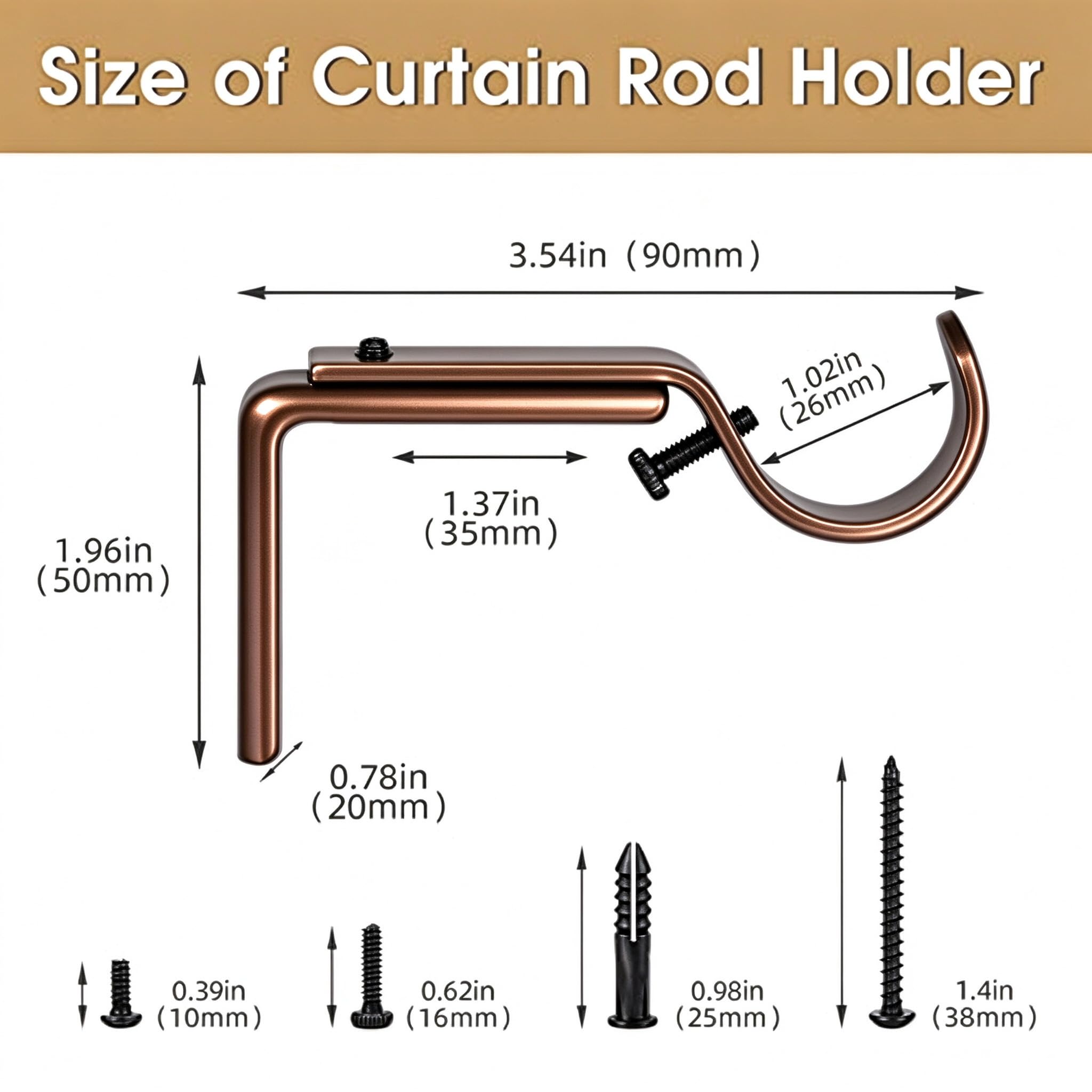 Heavy Duty Curtain Rod Brackets - 3 Pack -3