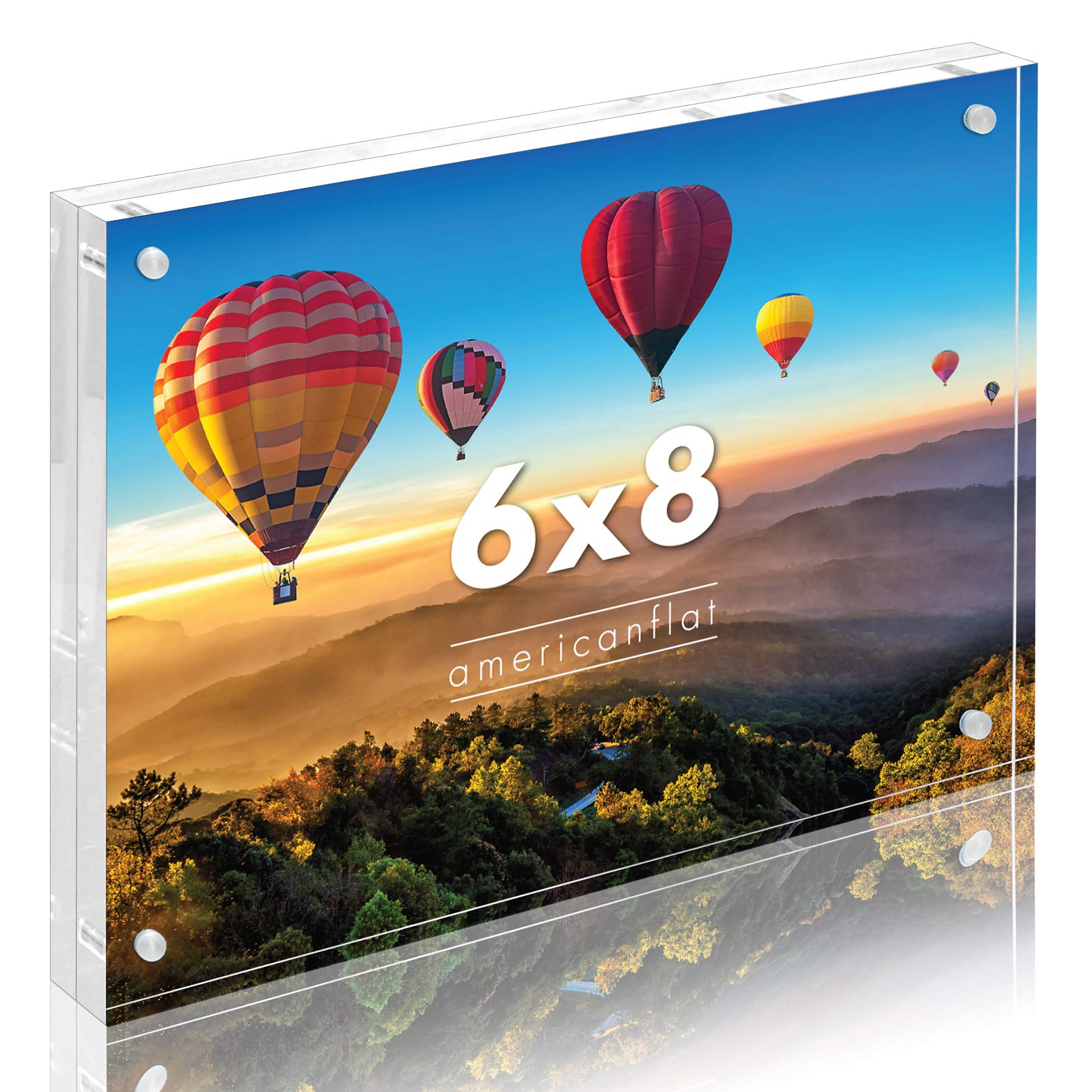 Americanflat 6x8 Acrylic Picture Frame - Double Sided with Magnetic Corners - Transparent - 6x8