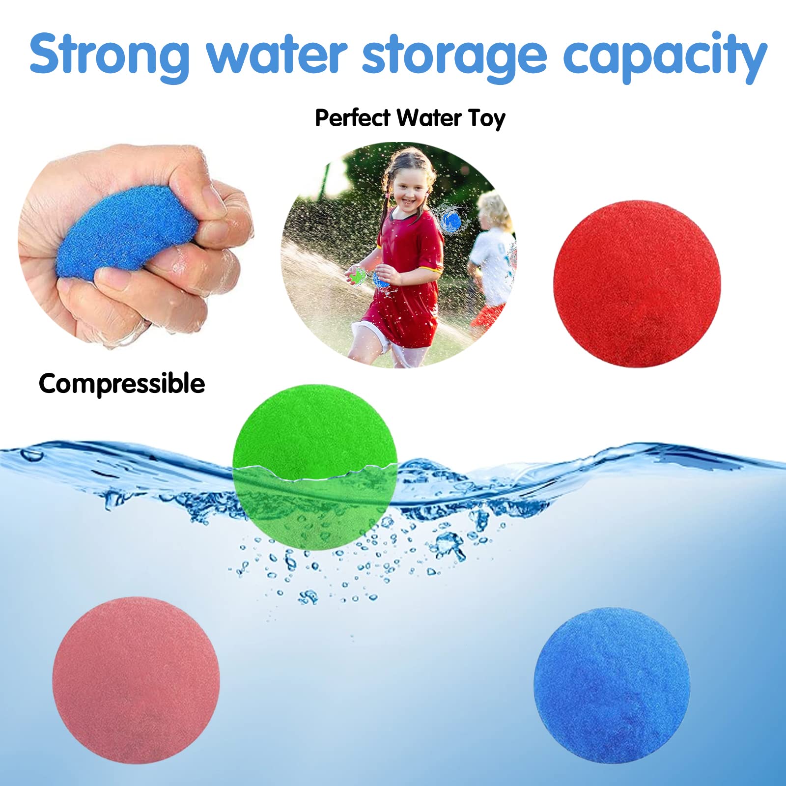 50 pcs Bolas De Bombas de Agua, 30/40/50 Globos de Agua Reutilizables, Bombas de Agua Reutilizables, Bolas de Salpicaduras, Coloridos Bombas de Agua para Piscina y Playa, juegos de batalla de agua