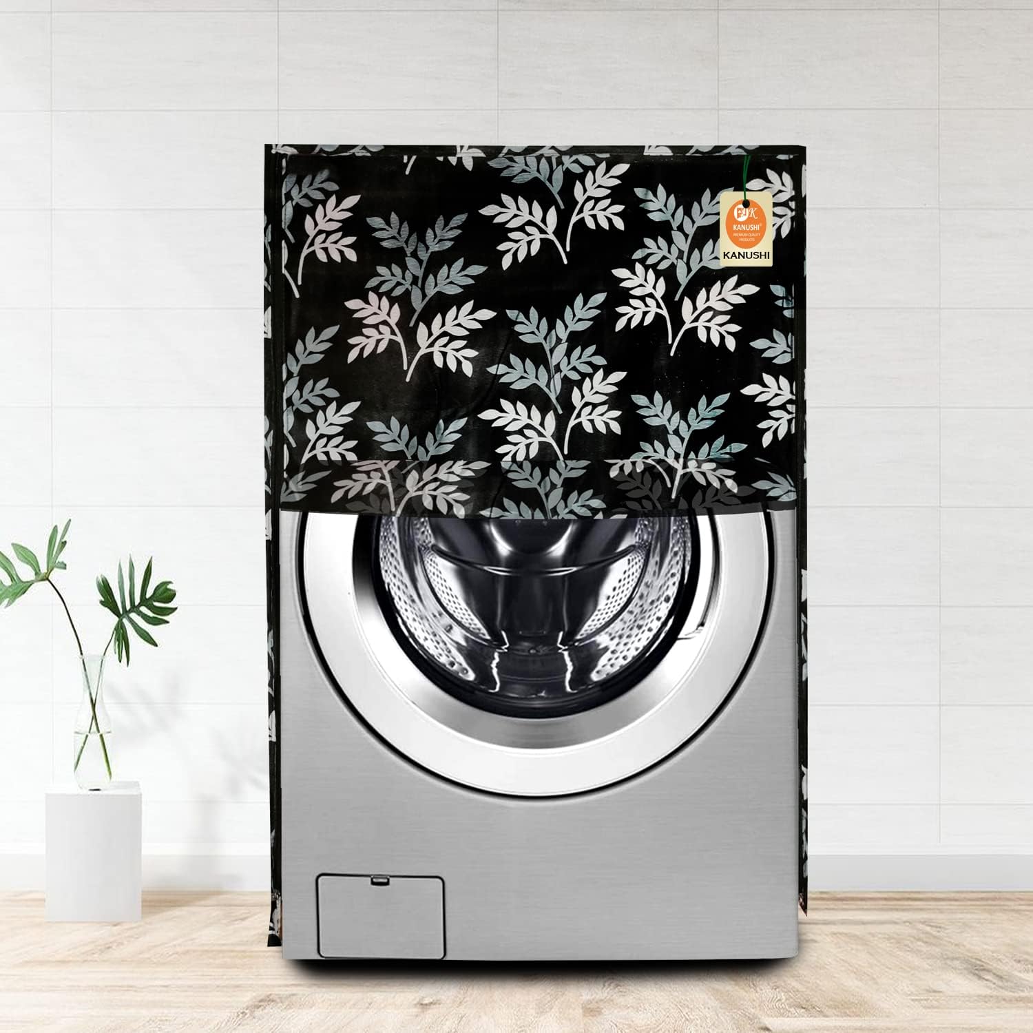 KANUSHI Polyester Industries Washable & Dustproof Front Load Automatic Washing Machine Cover (Suitable For 6 Kg, 6.5 Kg, 7 Kg, 7.5 Kg) (Var-Wasmac-Black-Small-Levs-Front-0)