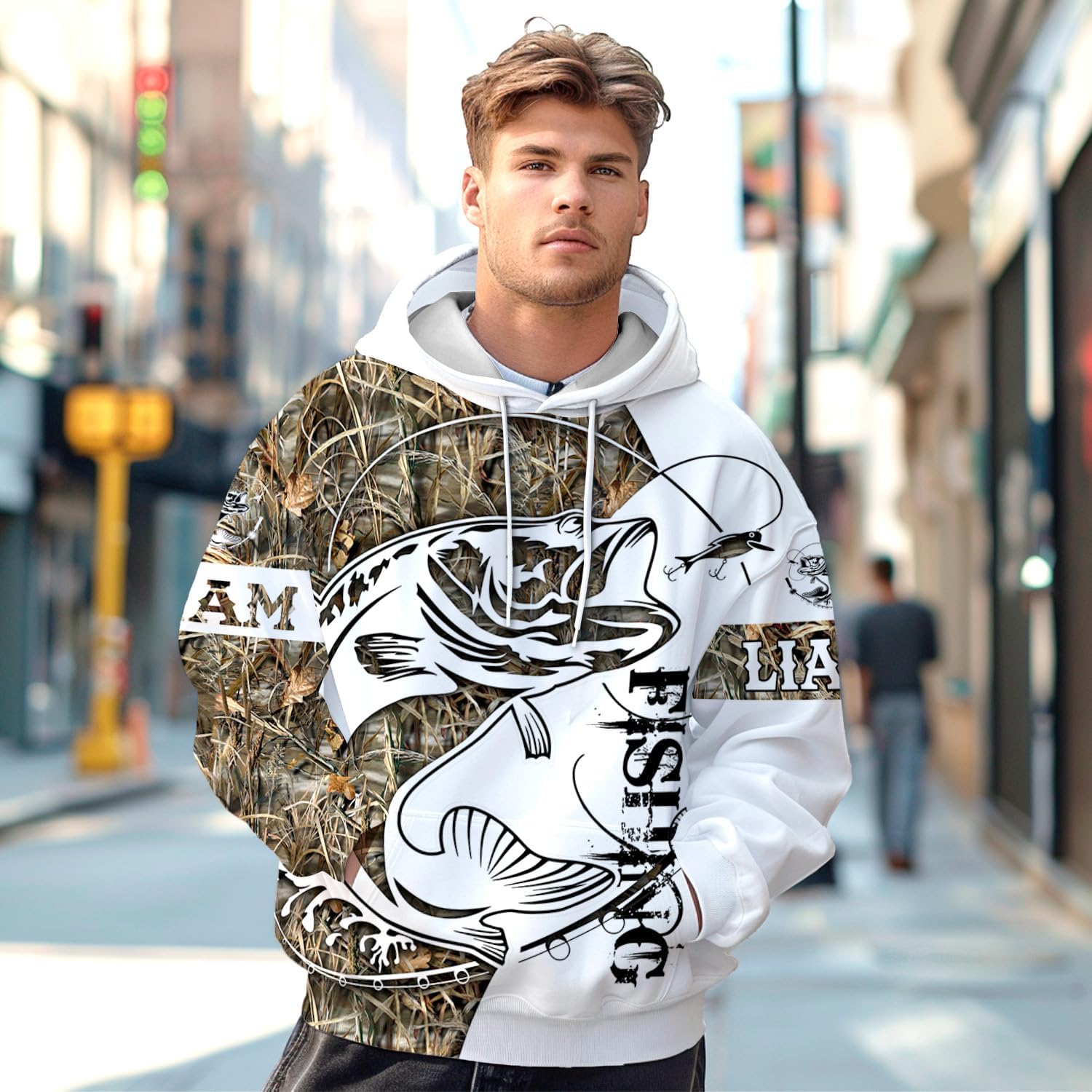 PriAmi Personalized Bass 3D Camo Fishing Print Hoodie Sweatshirt Unisex Pullover Fishing Lover Gift - Image 7