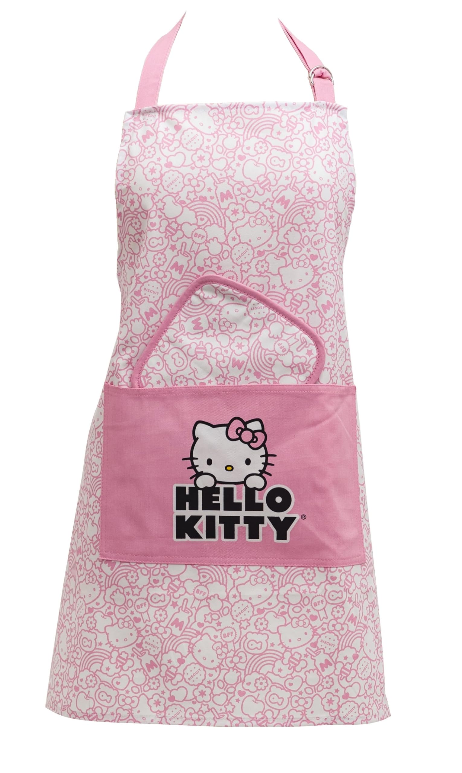 'Handstand Kitchen Hello Kitty Print 28'' Adult Apron and Pot Holder Set'