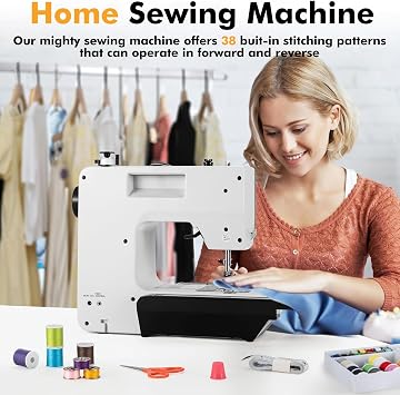 Sewing and Quilting Machine with 38 Built in Stitch, Lightweight Portable Sewing Machine DIY Quilting Sewing Machine for Home Clothes Beginners Adults 4 Step Buttonhole