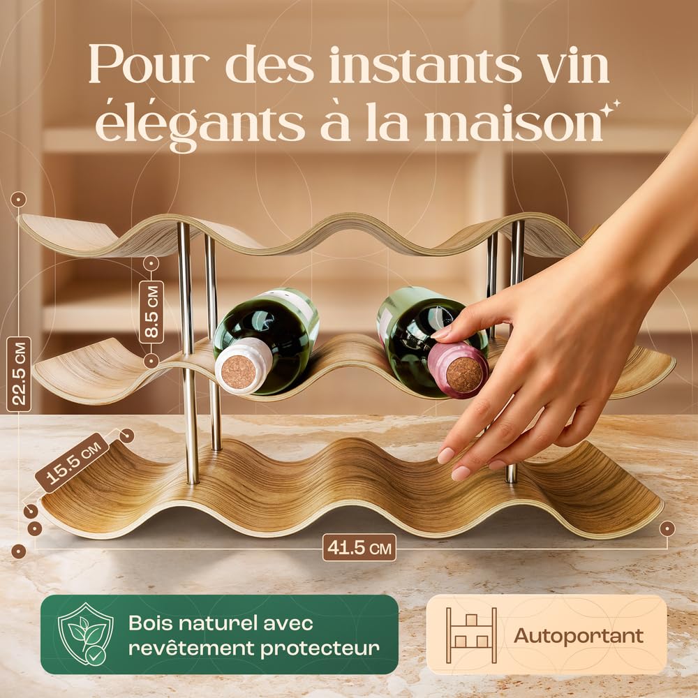 Dreiklang - be smart Casier à vin en Bois pour 12 Bouteilles | Stable et autoportant, Design Moderne et décoratif | Compact, Gain de Place, étroit, 3 Niveaux (41,5 × 22,5 × 15,5 cm)