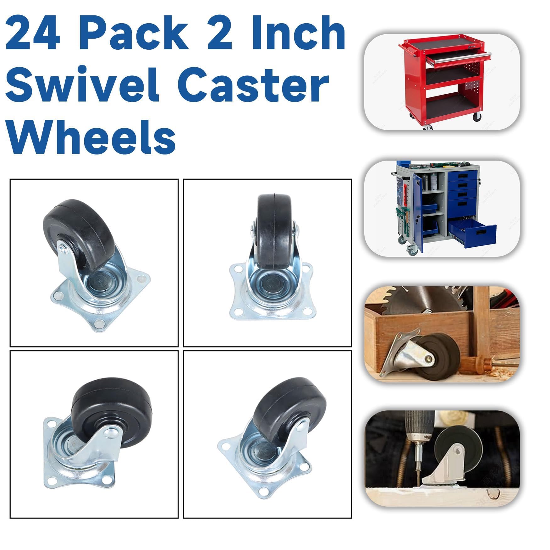 Heavy Duty Swivel Caster Wheels - 24 Pack -5