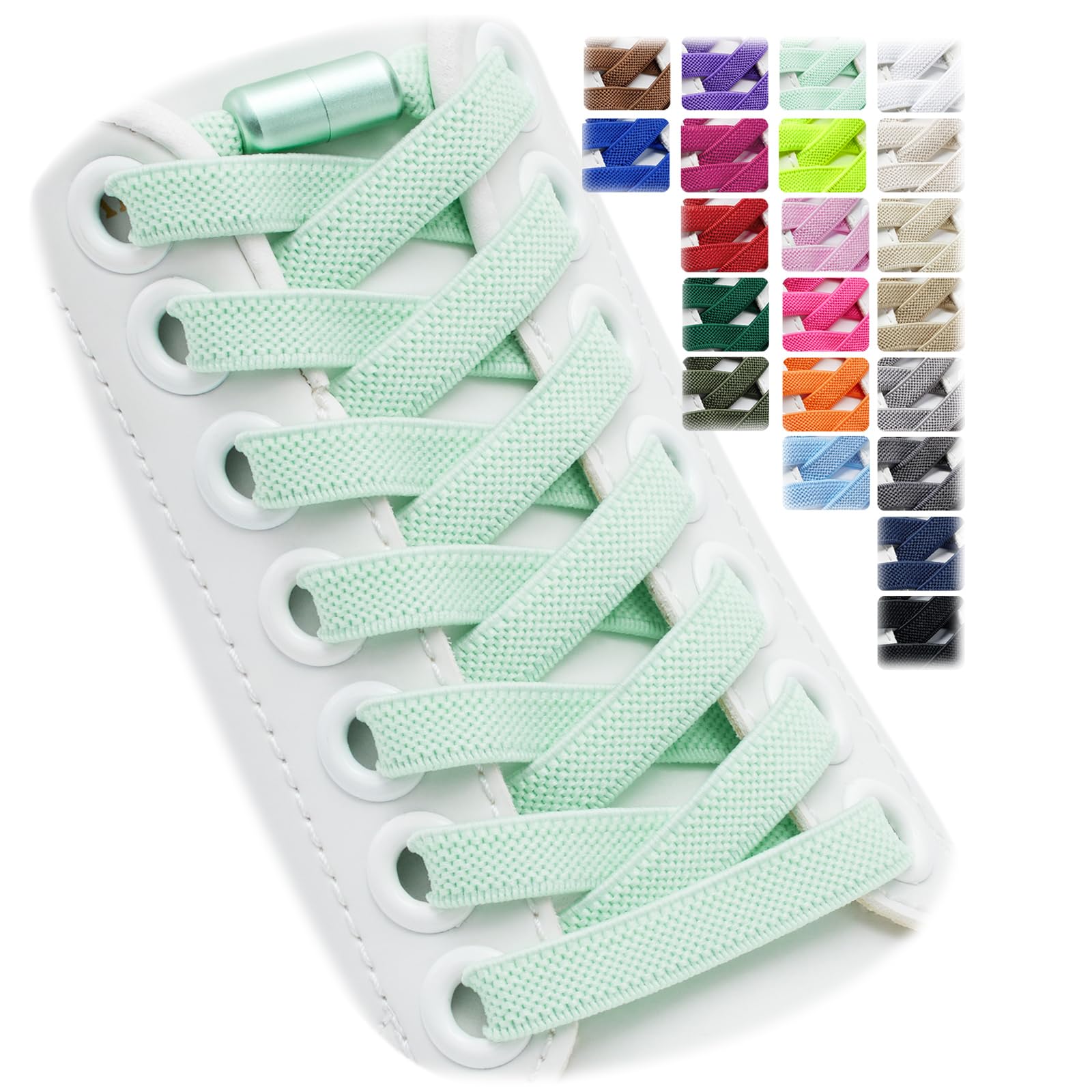 Puzeam 2 Pairs Elastic Laces - Elastic No Tie Shoe Laces for Kids, Adults Sneakers Shoes — view 19
