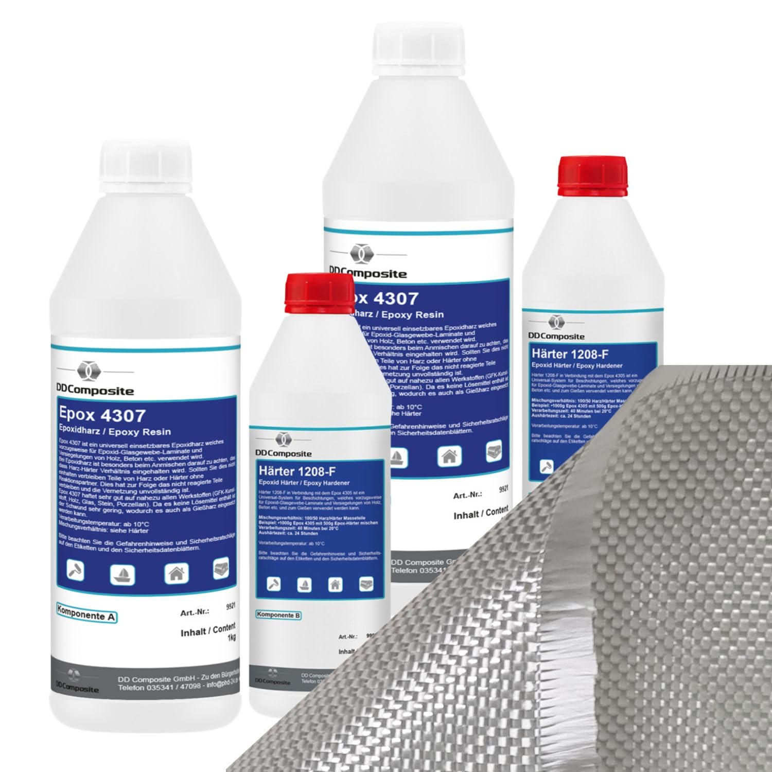 Epoxidharz 3kg plus 4m² Glasfilamentgewebe 390g/m² Leinwand leicht formbares Gewebe zum Laminieren und Reparieren gute Haftung hohe Klebkraft