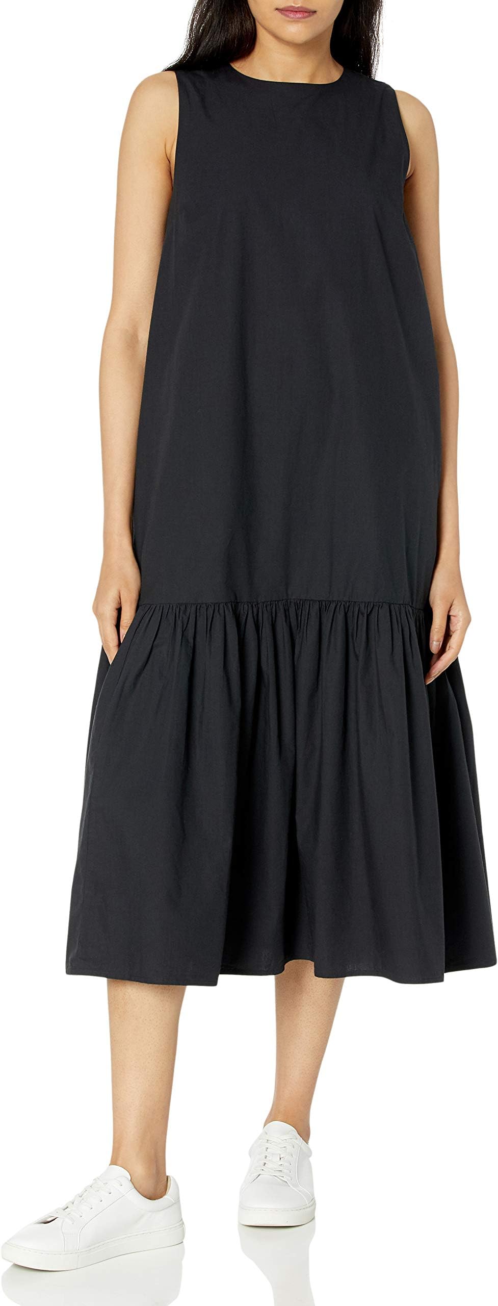 Womens Ilana Loose Sleeveless Wide-Hem Poplin Maxi Dress