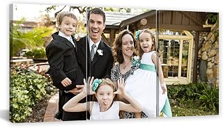 CCWACPP Canvas Custom Prints 3 Personalized Photo to Canvas Customized Family Wedding Landscape Picture Wall Art Upload Your Image Prints Framed Ready to Hang (1 Photo 3 Panel, 24"x36"x3P(60x90cmx3P))