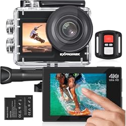 Hero Pro 5 Exprotrek Cámara de acción 4K con Pantalla táctil, EIS Gran Angular de 170°, cámara subacuática Impermeable de 40 m, cámara Deportiva de Control Remoto con Kit de Accesorios para Casco