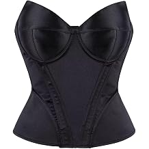 Corset Tops for Women Strapless Satin Bustier Lace Up Boned Going Out Top