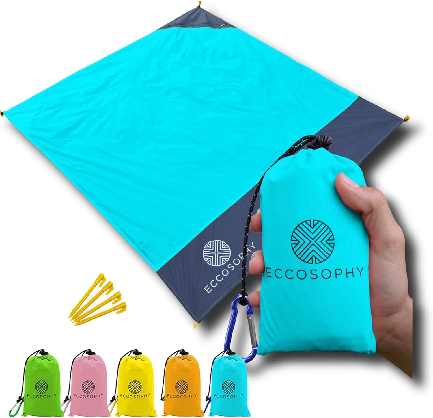 ECCOSOPHY Quick Dry Microfiber Towel and Waterproof Picnic Blanket Bundle