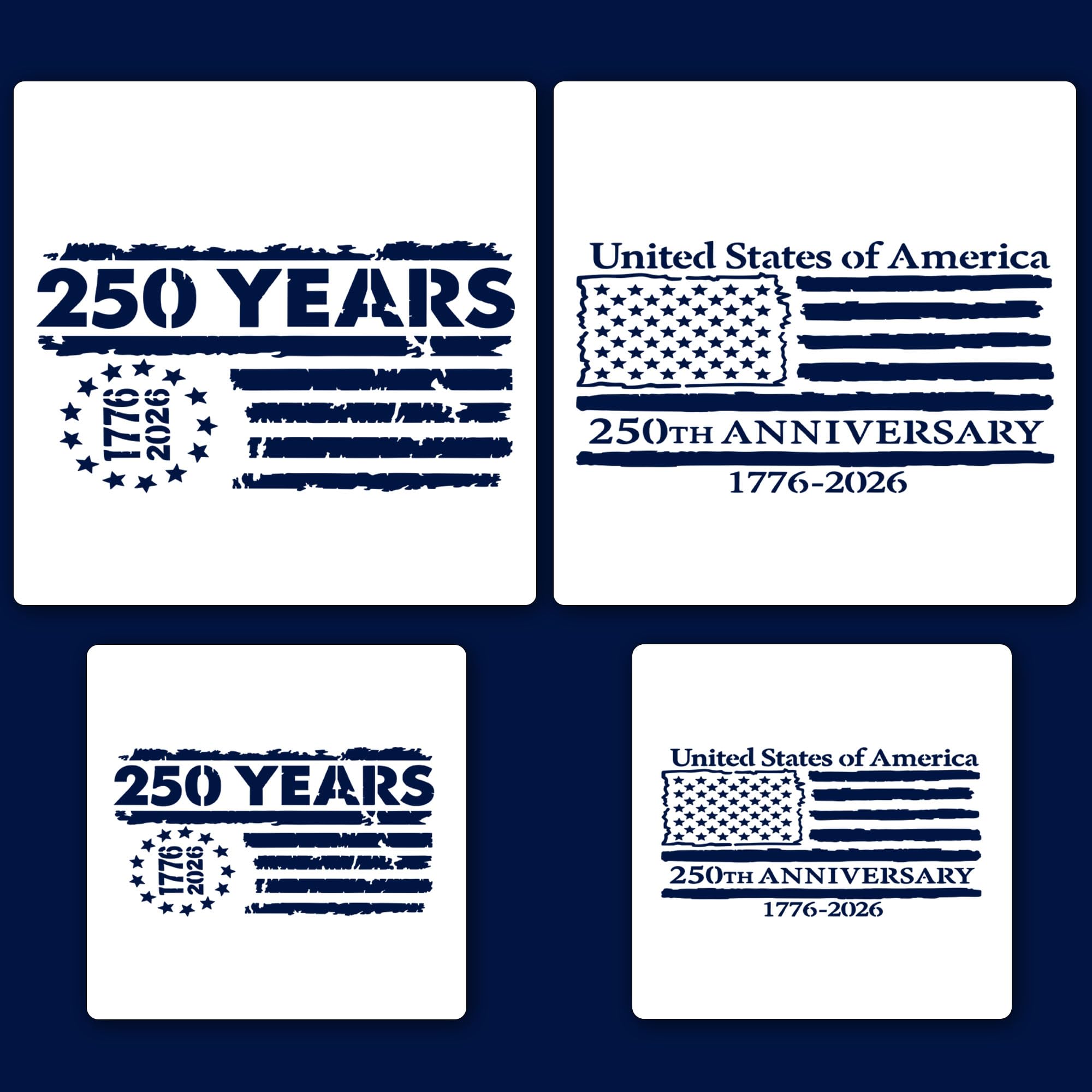 Amazon.com: USA 250 Years Stencils (4-Pack) - Large & Small Sizes