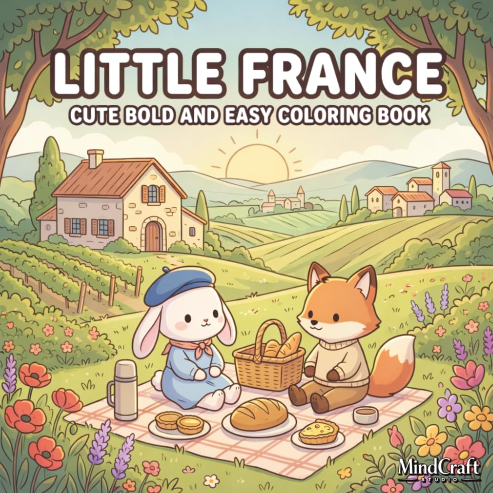 Little France: A Cute Bold and Easy Coloring Book of Cozy Countryside Days, Sun-Drenched Vineyards, and Whimsical Picnic Adventures