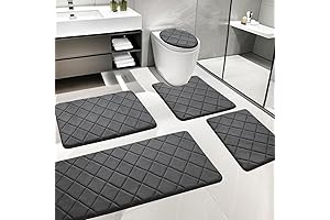 YIHOUSE 5-Piece Non-Slip Memory Foam Bathroom Rug Set