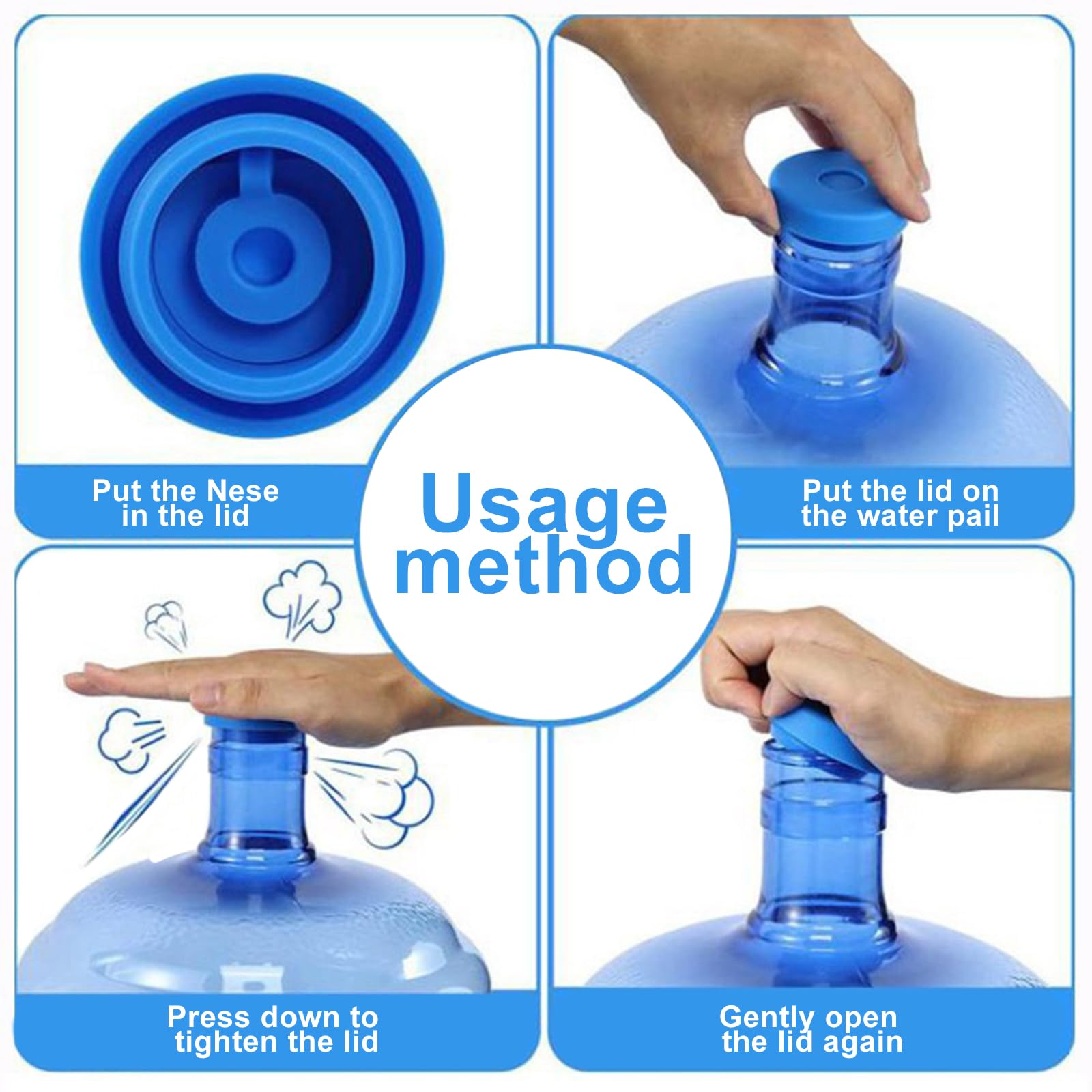 10 tappi per bottiglie d'acqua in silicone, per bottiglia d'acqua da 5 galloni, tappo a vite standard da 55 mm