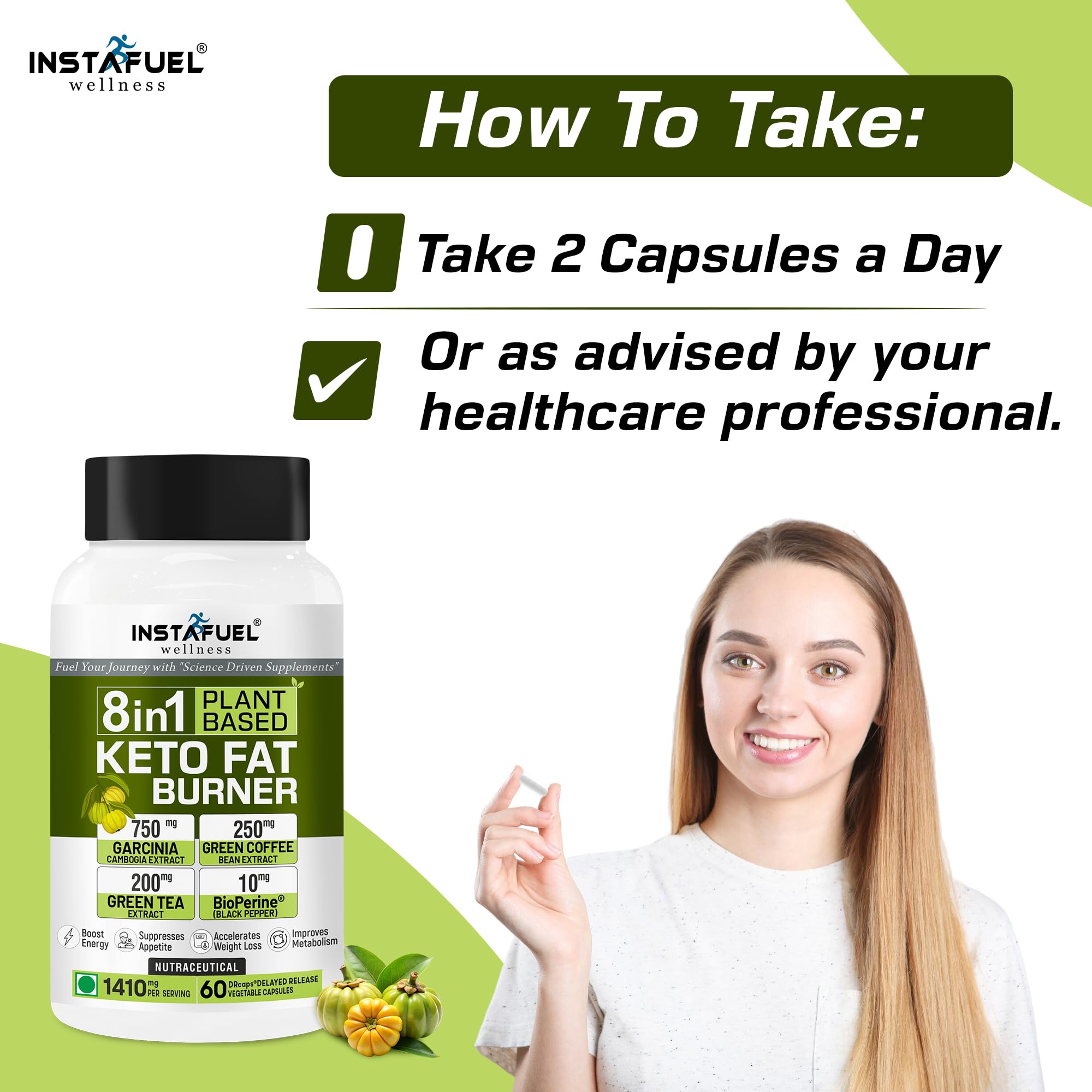 Instafuel 8in1 Plant Based Keto Fat Burner for Men & Women | Weight Management Supplement with Garcinia Cambogia, Green Coffee Bean, Green Tea, Coleus, Apple Cider Vinegar - 60 Veg Capsules — Amazon image 10