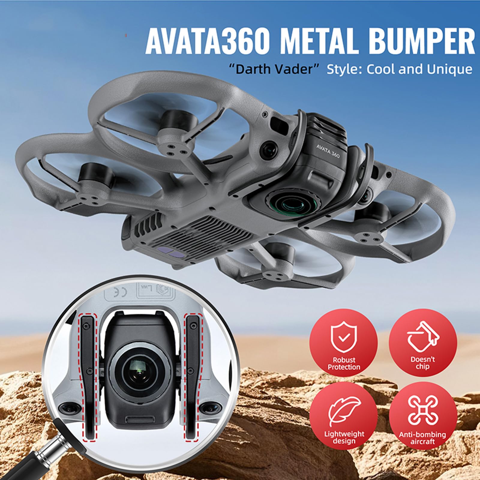 Pare-chocs pour drone DJI Avata 360 PTZ - Barre de protection pour cardan - Anti-collision - En alliage d'aluminium - Avata360