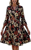 HOMEYEE Women's Boho Floral V-Neck Sundress Ruffle 3/4 Sleeve Tiered Mini Dress Vacation Casual 2026