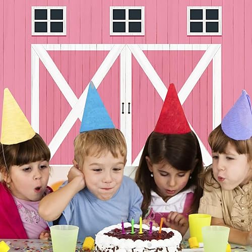 Miniatura 3 de CRTPOD Fondo de madera de granero rosa de 7 x 5 pies para sesión de fotos, fondo vintage de vaquera de granja occidental para fotografía,