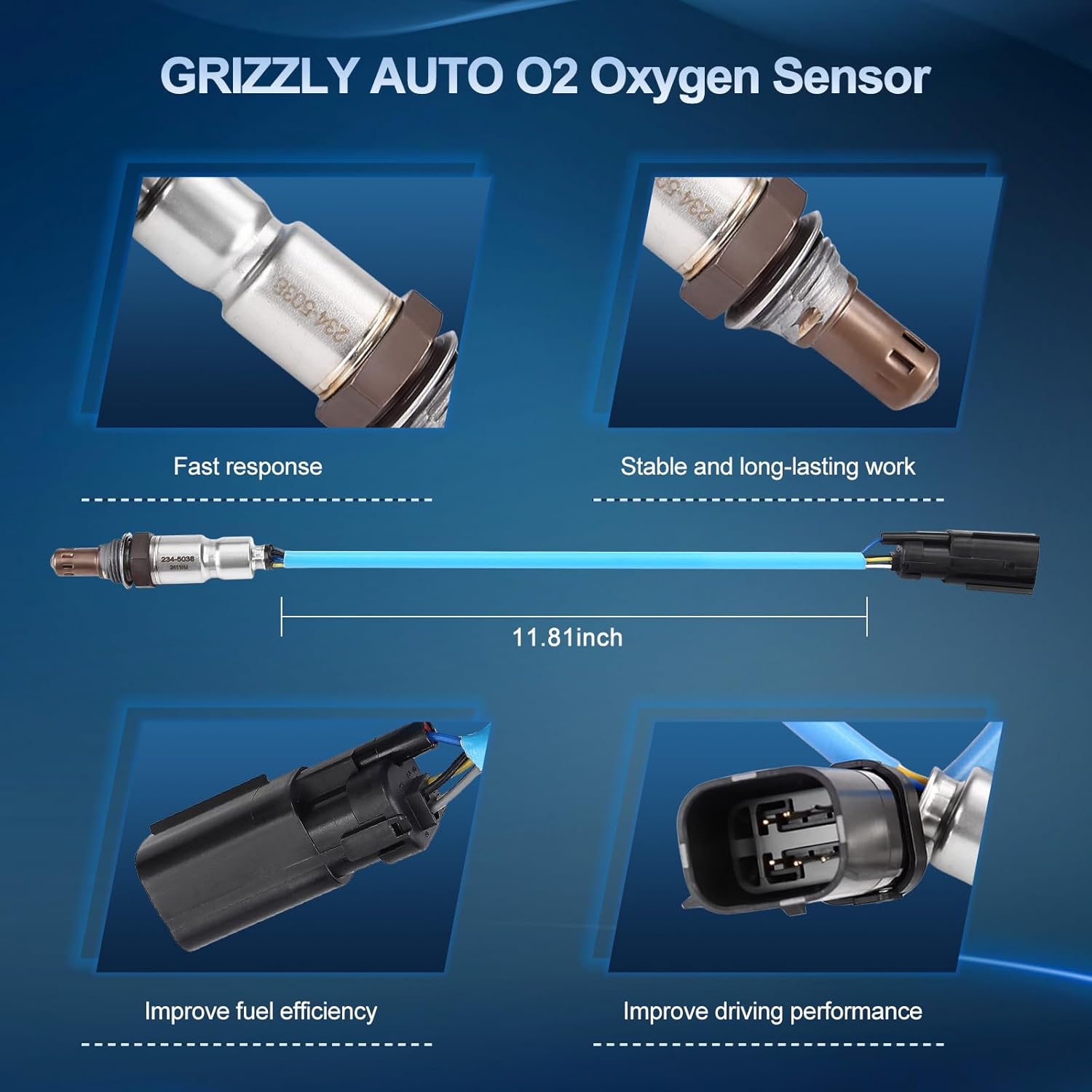 O2 Oxygen Sensor Upstream for F150, for Mustang, for Ford Explorer Edge Escape Fusion Taurus Flex Police Interceptor Sedan, for Lincoln MKS MKT MKX MKZ, for Mercury Mariner Milan Replace 234-5038