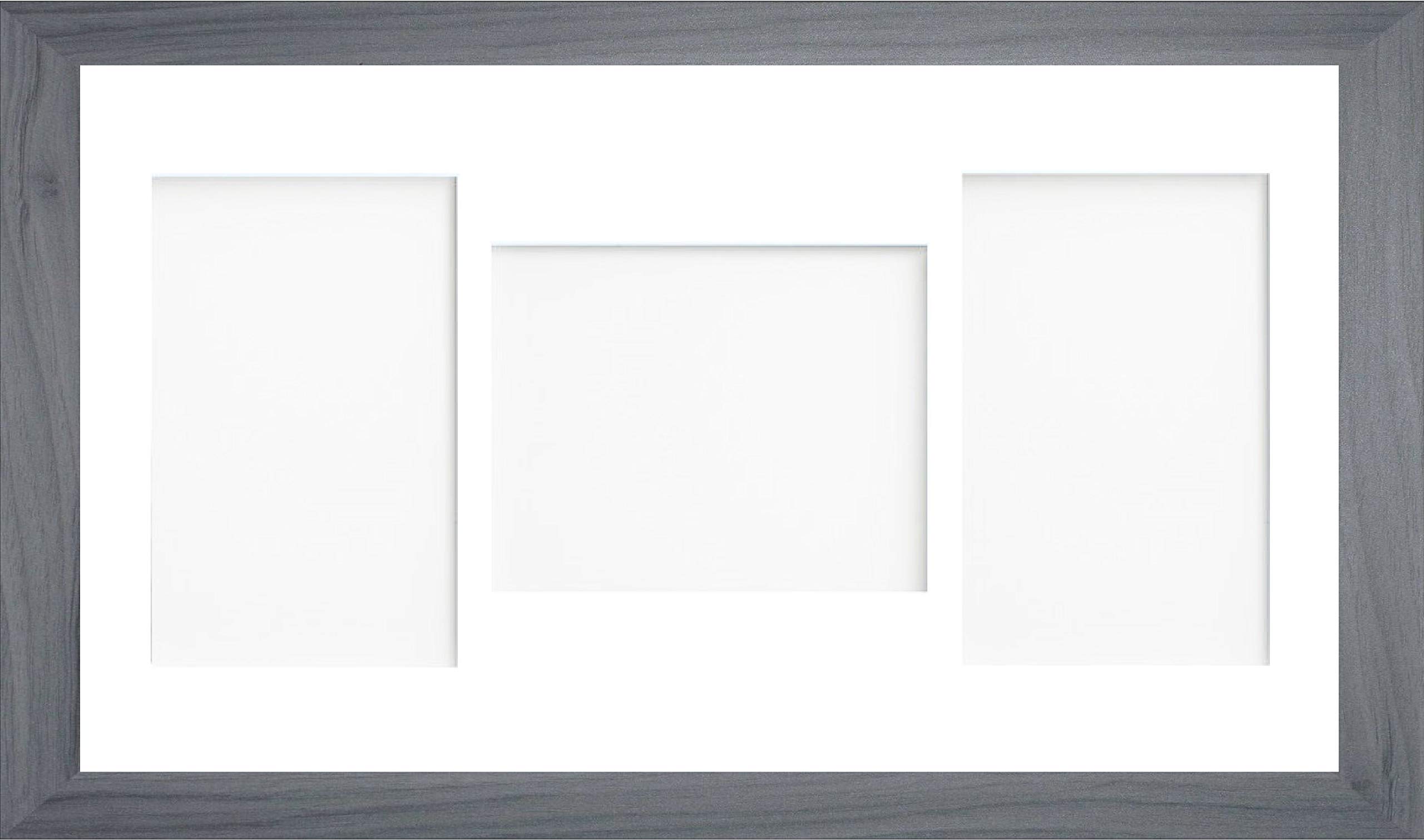 Osuk Limited Grey Multi-Aperture Collage Picture Photo Frame With White Mount & Choice Of Mount Design (20X10 For 6X4 Plp)