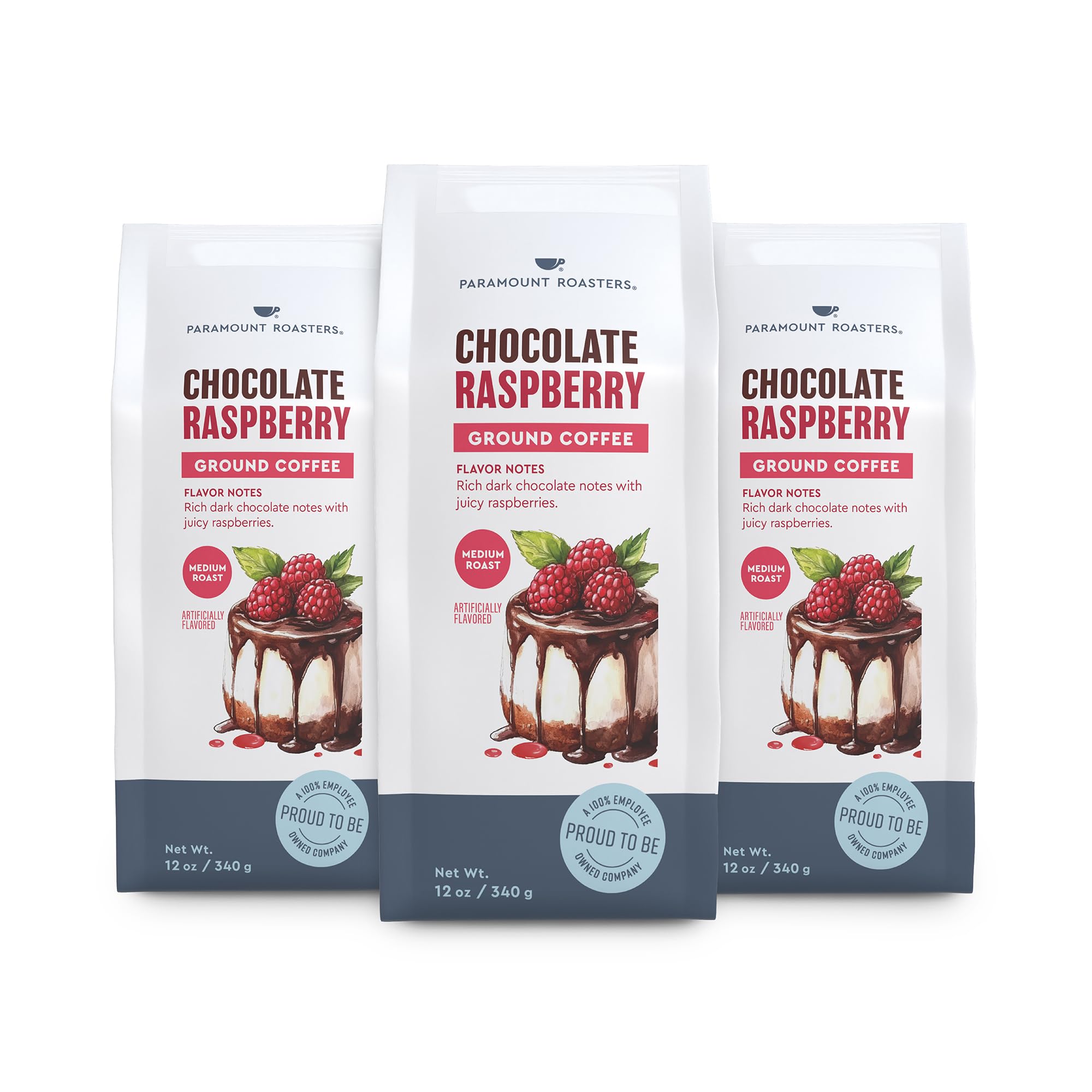 Paramount Roasters Chocolate Raspberry Ground Coffee, 12 oz, Pack of 3