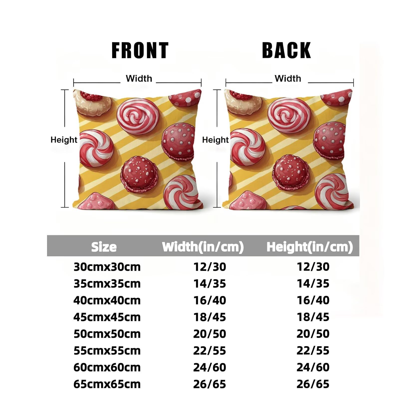 Outdoor Kissen 60x60 cm, Süßigkeiten Kissenbezug Leinen Sofakissen GJ-284