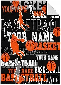Mercuryelf Custom Basketball Throw Blanket - Soft, Fuzzy & Warm - 30x40 Inches Small Blankets for Lap, Crib - Black Sports Throws Gift for Basketball Lovers