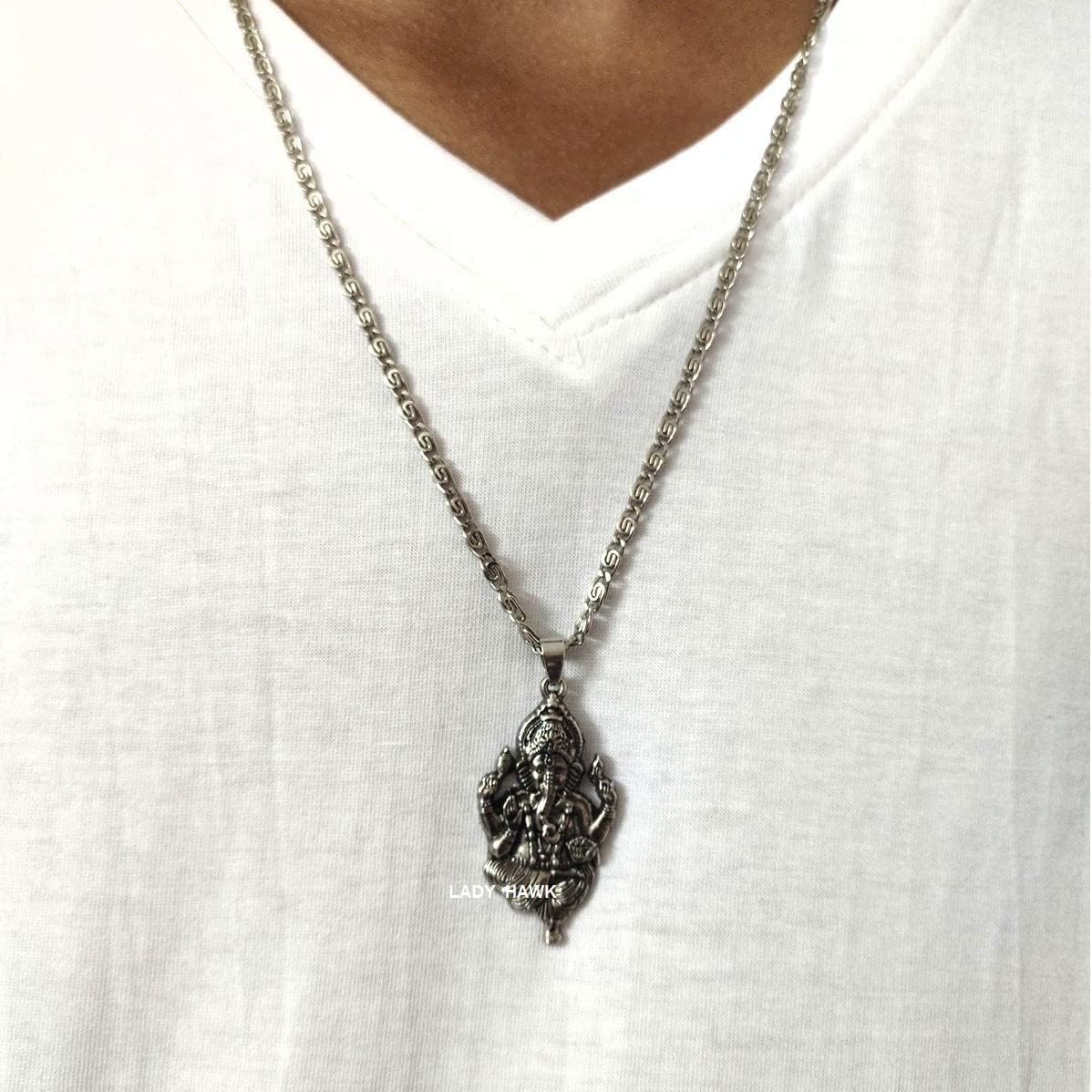 Spiritual Imagine Mart Hindu God Lord Ganesha Pendant Locket with Chain Necklace For Men And Women - Image 3