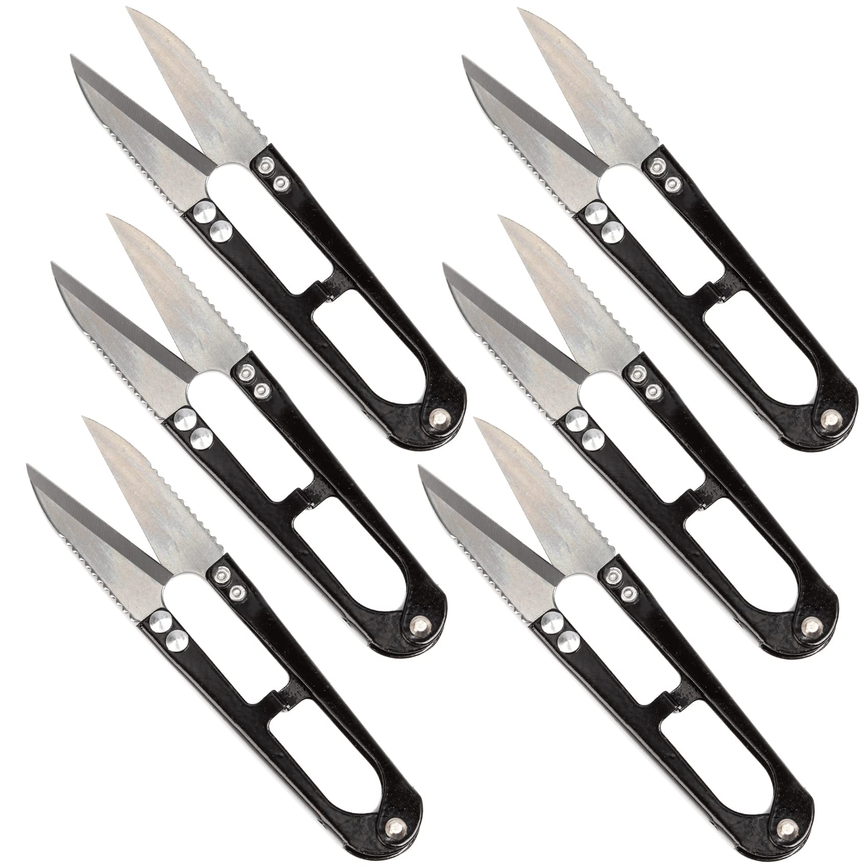 6Pcs 4.3" Sewing Scissors, U Shape Yarn Thread Cutter, Yarn, Embroidery Clippers, Small Snips for Stitch, Arts, Crafts, and DIY Projects-Black