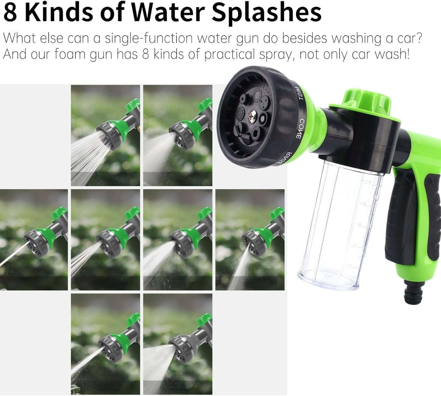 Tyenaza Snow Foam Gun, High Pressure Hand Sprayer,Car Wash Snow Foam Gun For Watering Plants, Lawn, Patio, Cleaning, Showering Pet(Green)