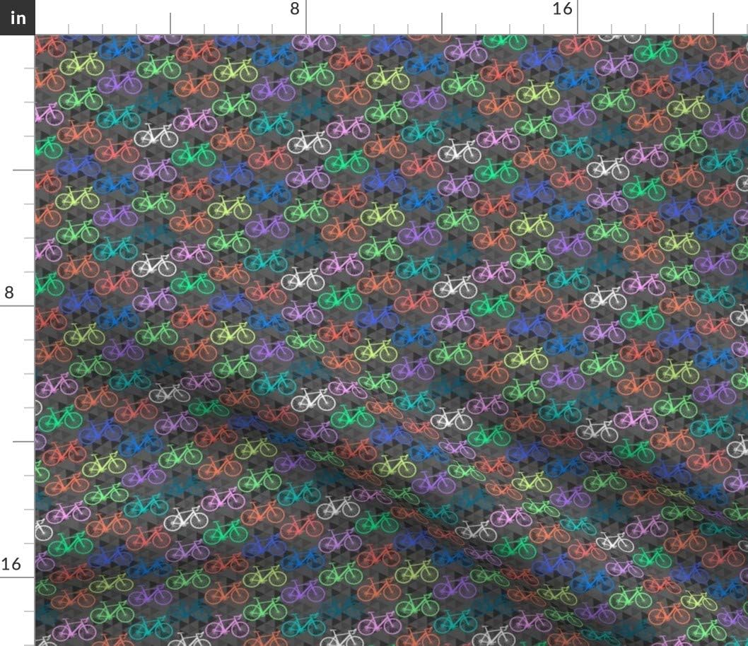 Spoonflower Fabric - Bicycle Bike Cycling Bright Printed on Petal Signature Cotton Fabric by The Yard - Sewing Quilting Apparel Crafts Decor