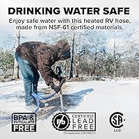 Vista 4 de Camco 25-Ft Heated Water Hose for RV - Water Line Freeze Protection Down to -20°F/-28°C - Features Energy-Saving Thermostat & Includes Adapter for