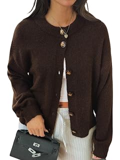 Womens Cropped Button Up Cardigan Sweater Y2k Chunky Knit Coat Fall Winter Casual Trendy Fashion Clothes 2026